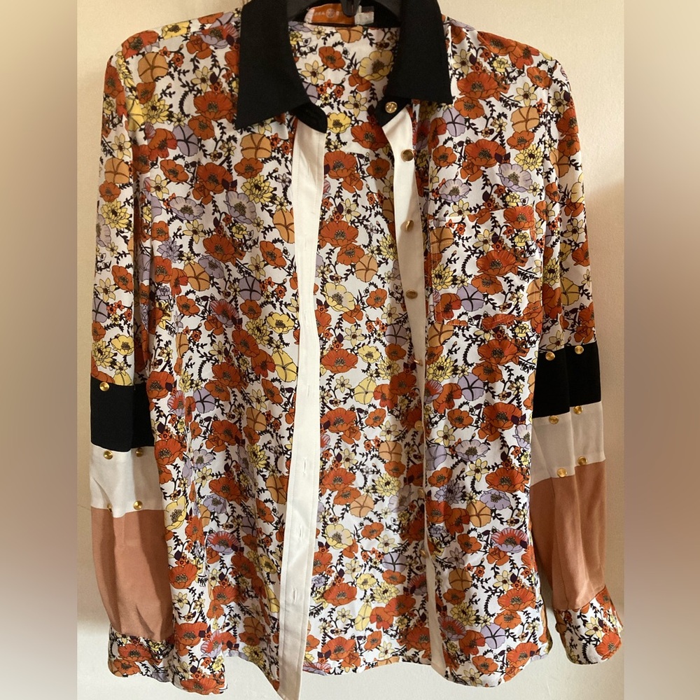 Tory Burch Patchwork Stud Shirt Size 2 - image 2